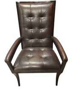 Brown Leather Tufted Armchair