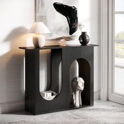 Tribesigns 39.4'' Black Console Table, Narrow Sofa Table Behind The Couch with Arched Design, Modern Foyer Console for Entrance, Hallway, Living Room,