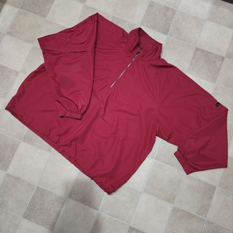 Page & Tuttle jacket red 1/2 zip windbreaker resistant pockets