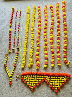 Artificial Marigold Flower Garland & Decorative Toran Set