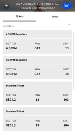 Jack Johnson tickets (2 tix) — Hollywood Bowl