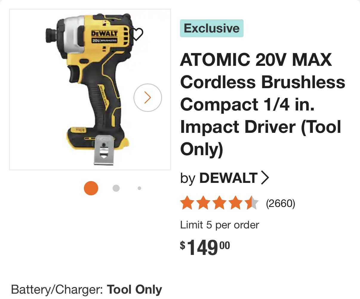 DeWalt Impact Driver - NO BATTERY