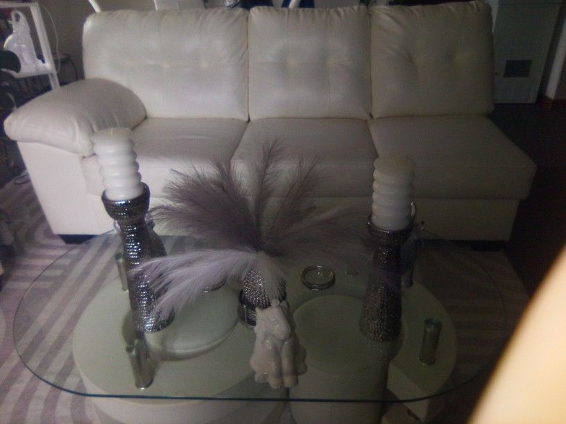 White Sectional Leather Couch