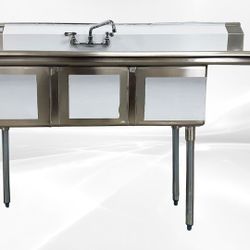 NSF Right One 3 Compartment Sink With Faucet S3C151512-15R-318