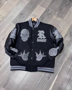 Vidar Black Rhinestone Varsity Jacket