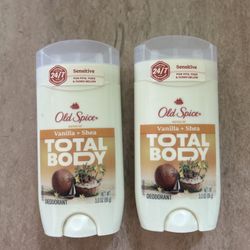 2x Old Spice Total Body Aluminum Free Deodorant Stick Vanilla + Shea Scent 3oz