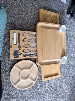 Bamboo Charcuterie Board Set with Knives and Bowls