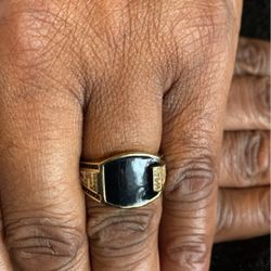 Mens Black Onyx And CZ Ring