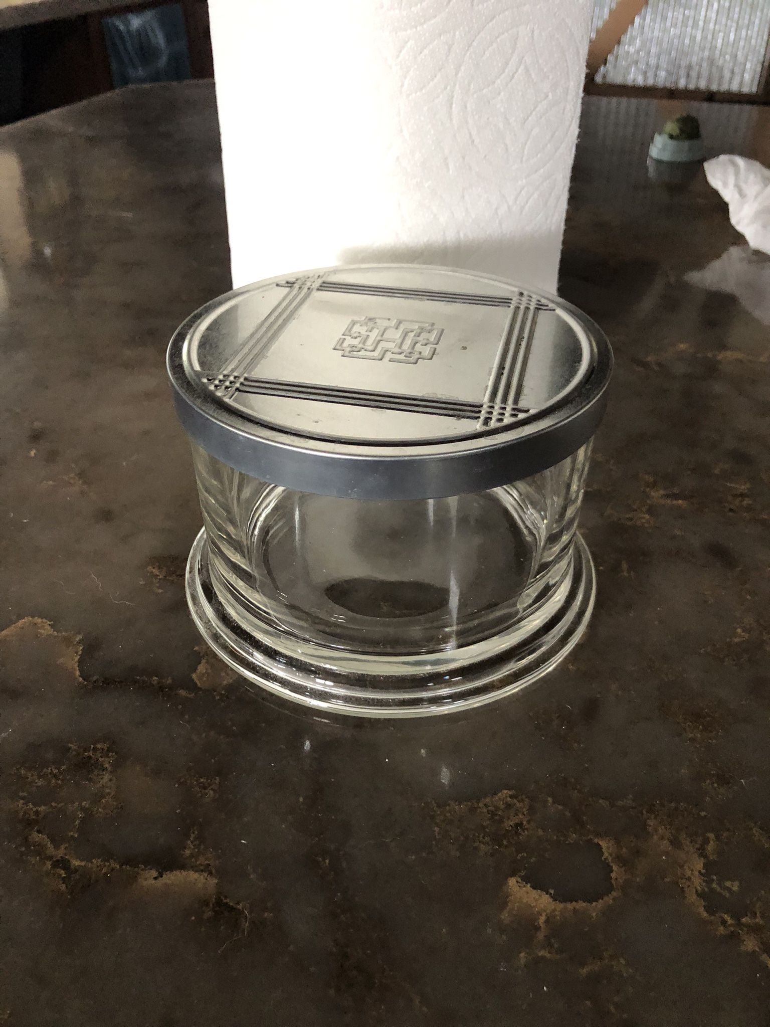 Nice Candy Dish. Thick Glass With Metal Lid. Dimensions In Pics.