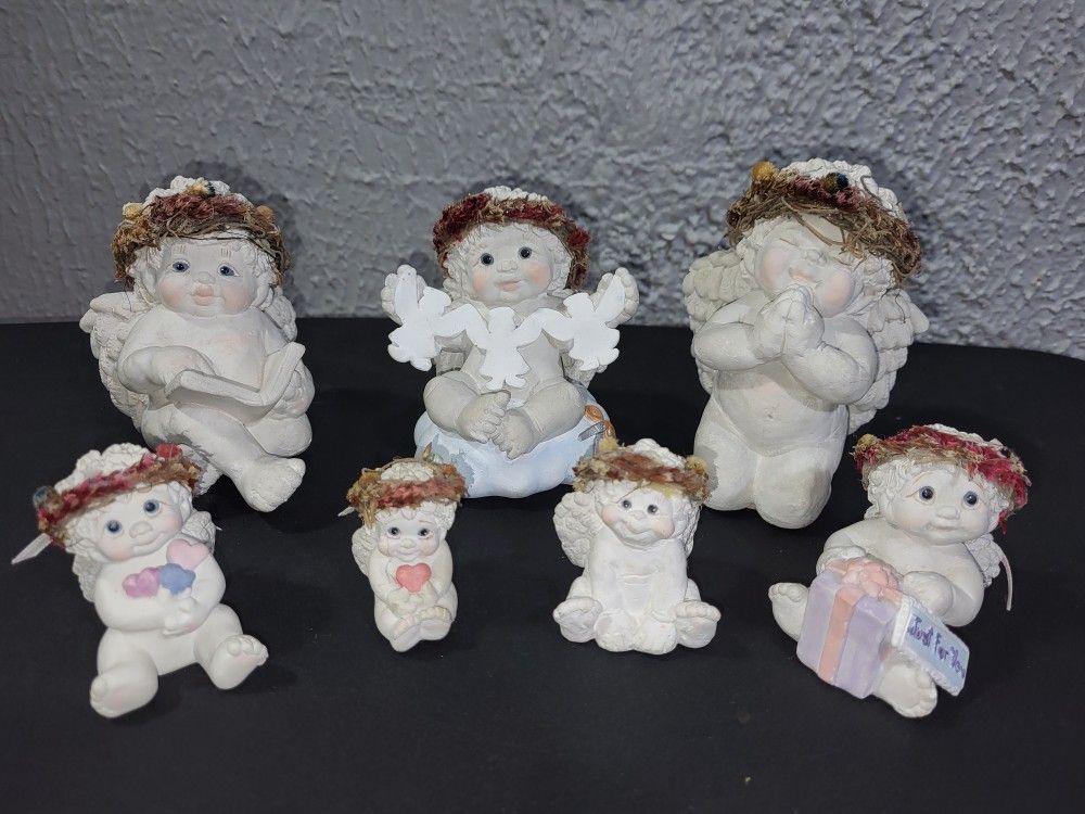 Collection Of 7 Vintage Dreamsicle Cherub Figurines