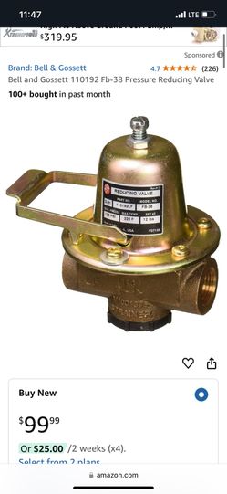 Boiler pressure Reducing Valve Fb-38 Bells Gossett 