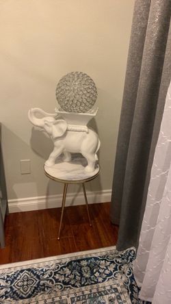 Large White Elephant Side Table Decor