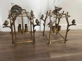 Two Stunning  Brass Bird Hanging Lights, Chandelier 