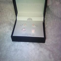 Pink Crystal Sterling Silver Earrings