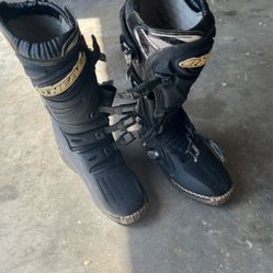 Dirtbike, ATV helmet, riding boots and gloves