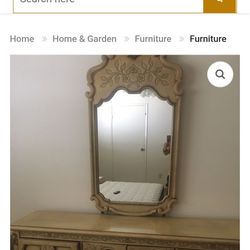 **PRICE DROP**distressed antique white nightstand with a vintage, French Provincial, or farmhouse design style Headboard, 2 Nightstands And Dresser.