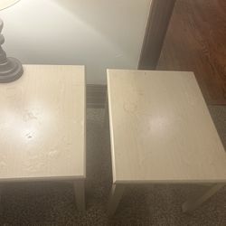 Two White Beige End Tables