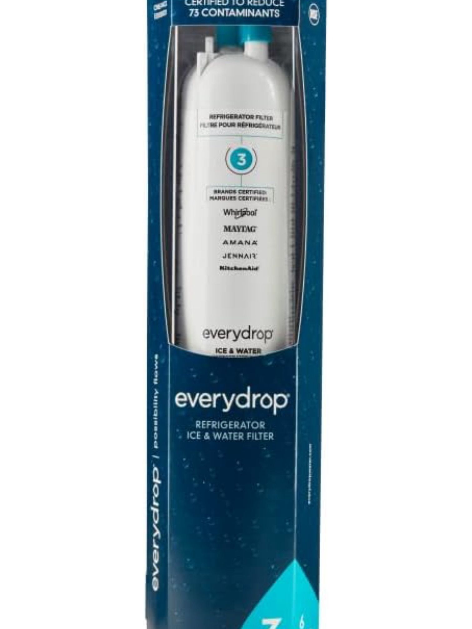 everydrop by Whirlpool Ice and Water Refrigerator Filter 3, EDR3RXD1, Single-Pack, Aqua