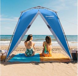 KingCamp Pop Up Canopy, Beach Tent for 6-8 Person 7.9' x 7.9' Outdoor Sun Shade with Detachable Sunshade for Camping, Beach, Garden & Backyard