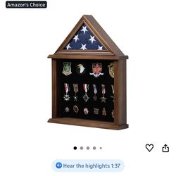 Flag Display Case American Flag Solid Wood Display Case Fits a 3 X 5 Flag Folded Military Shadow Box with Felt Lining Holder for Certificate Pins Insi