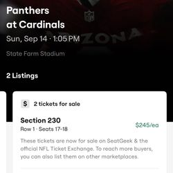 Cardinals Vs Panthers Home Opener Front Row Aisle Club Seats 2