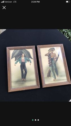 1940s Original George Teco Prints * FRAMED PAIR