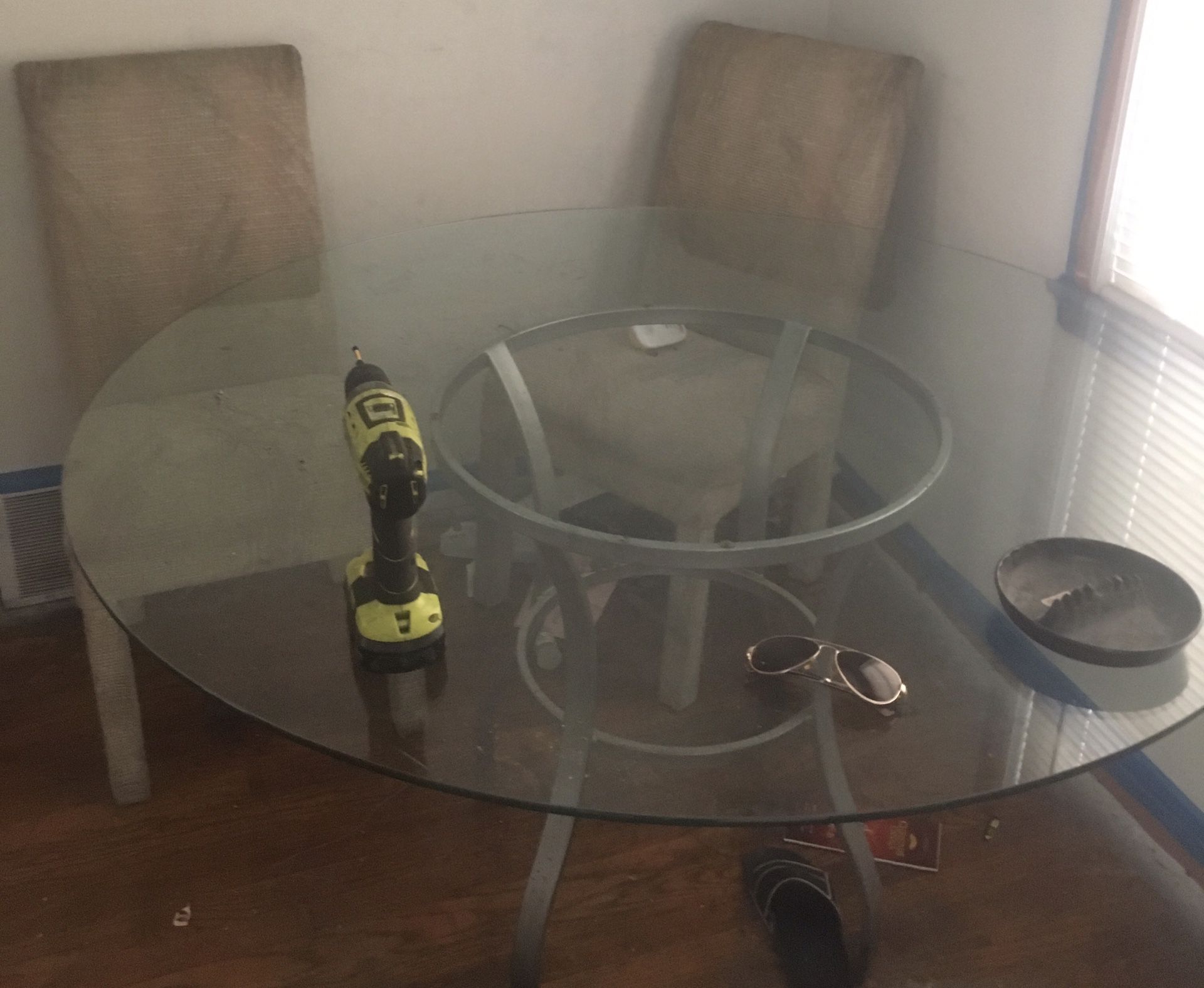 Dinning Room Glass Table w/ 4 Chairs & Glass Coffee Table
