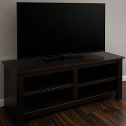 TV Stand / Media Console – Dark Wood (AS-IS: One Side Panel Loose)