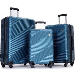 3 Blue Piece Suitcase Set 20in24in28in