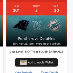 Lowest Priced Dolphins Panthers Club Level Tix 