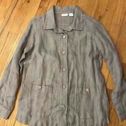 Beige button up linen jacket size small 