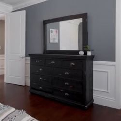 Black Wood Dresser With Mirror