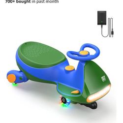 Electric Wiggle Car with Pedal, Rechargeable Battery, CyberWiggle, 2 in 1 Swing Car, 2 Speed, Anti-Rollover, Flashing Wheels, Bluetooth, for Ages 3 an