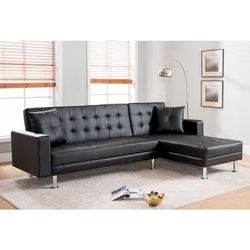 Tufted reversible sectional sofa bed
