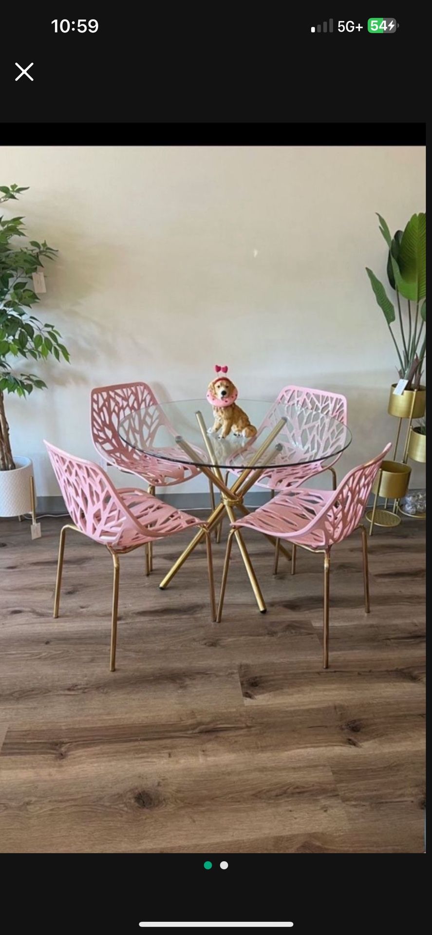 Pink Gold Dining Table Set