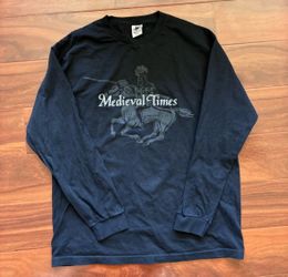 Size XL Made In USA Medieval Times Dinner Y2K Vintage Black Long Sleeve Shirt 90