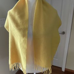 Marshall Field’s Superfine Lambswool Scarf Mens made in Japan Fringe Yellow,