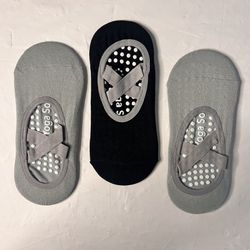 Women's Yoga Non Skid Grips Barre Pilates Socks 3-Pairs Size 6-10