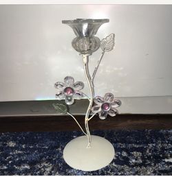 Shabby Chic Flower Design Candlestick Holder