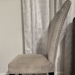 Two Grey Sueded Chairs 