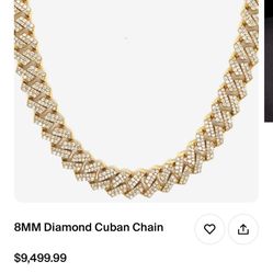 8mm Diamond Cuban Chain 