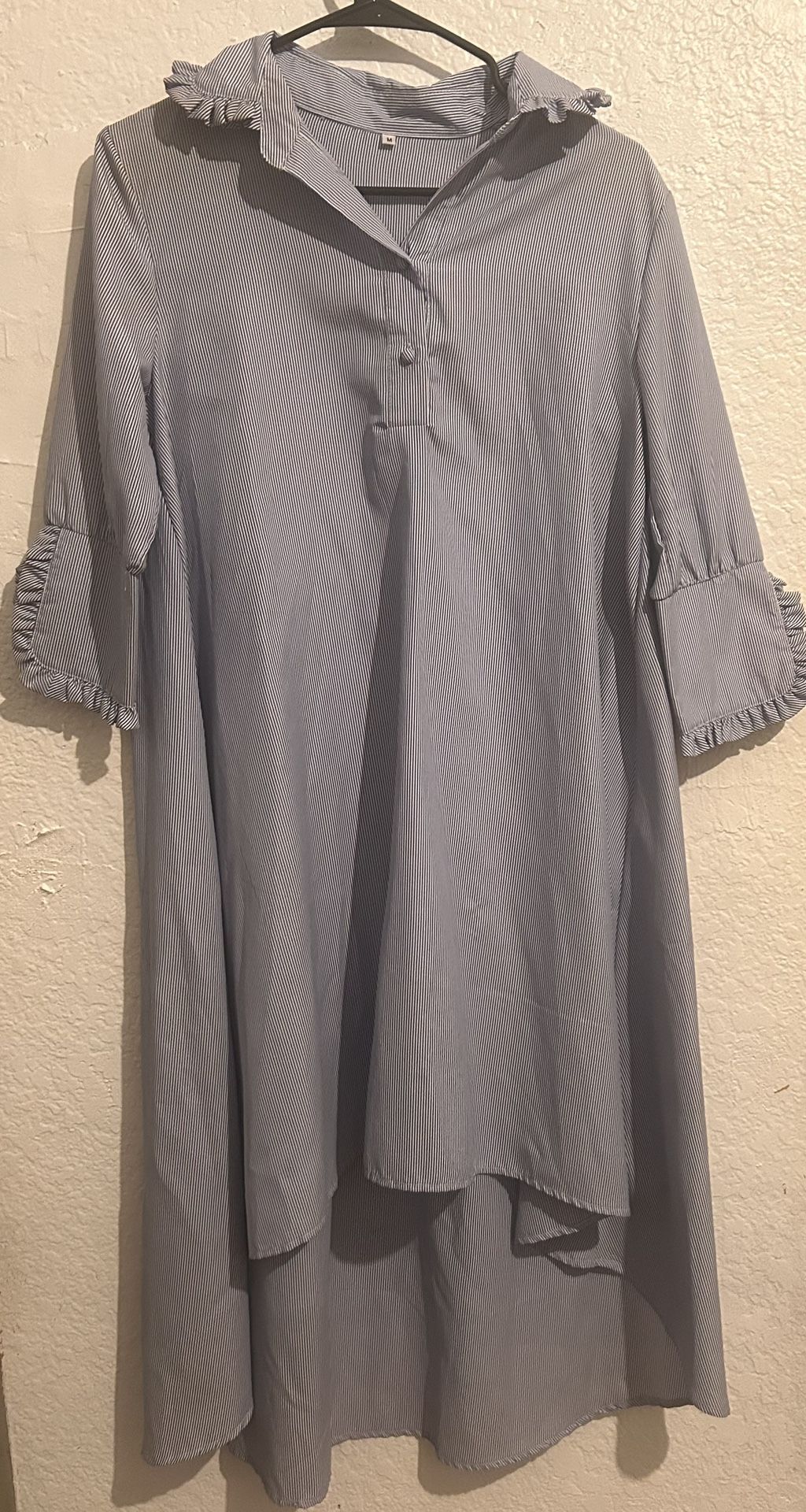 Blue/White Striped Shirt Dress Size M