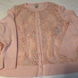 Pink Lace Front Sweater: Size: XXL…$4.00