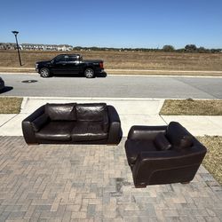 🛋️Italian Real Leather Couch Set - Free Delivery 