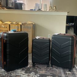 TILYMOL Luggage Sets 3 Piece with Spinner Wheel, Hardside Suitcase Set with TSA Lock, Expandable Lightweight Travel Luggage for Men and Women, Black N