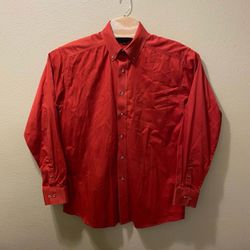 Men’s Large L/G ARIAT Red Rust 100% Cotton Thick Long Sleeve Casual Button Shirt