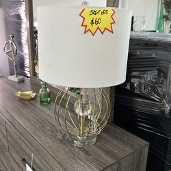 Gold and white lamp