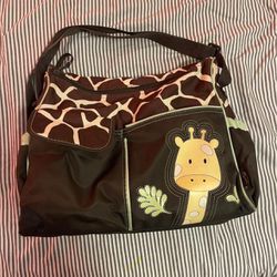 BabyBoom Giraffe Diaper Duffle Bag With Changing Pad & Clear bag (8 Pockets)