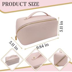 New Capacity Travel Cosmetic Bag with Handle & 3 Dividers PU Makeup Bag, Big quantity  available