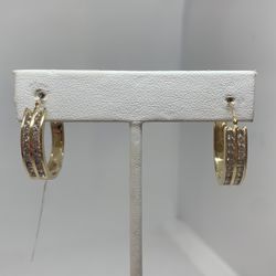 14 K Y Gold Diamond Hoop Earrings 1.00 Ct